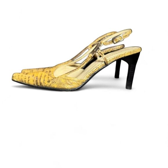 Gucci Women's Embossed Leather Animal Print Slingback Pumps Sz 7.5B - Picture 3 of 8